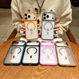 LuxuryKase Frosted Clear Mag-Safe Case | Translucent Matte Back | Soft TPU Bumper + Hard PC Back | Raised Camera Protection | Wireless Charging Compatible For iPhone & Samsung Series