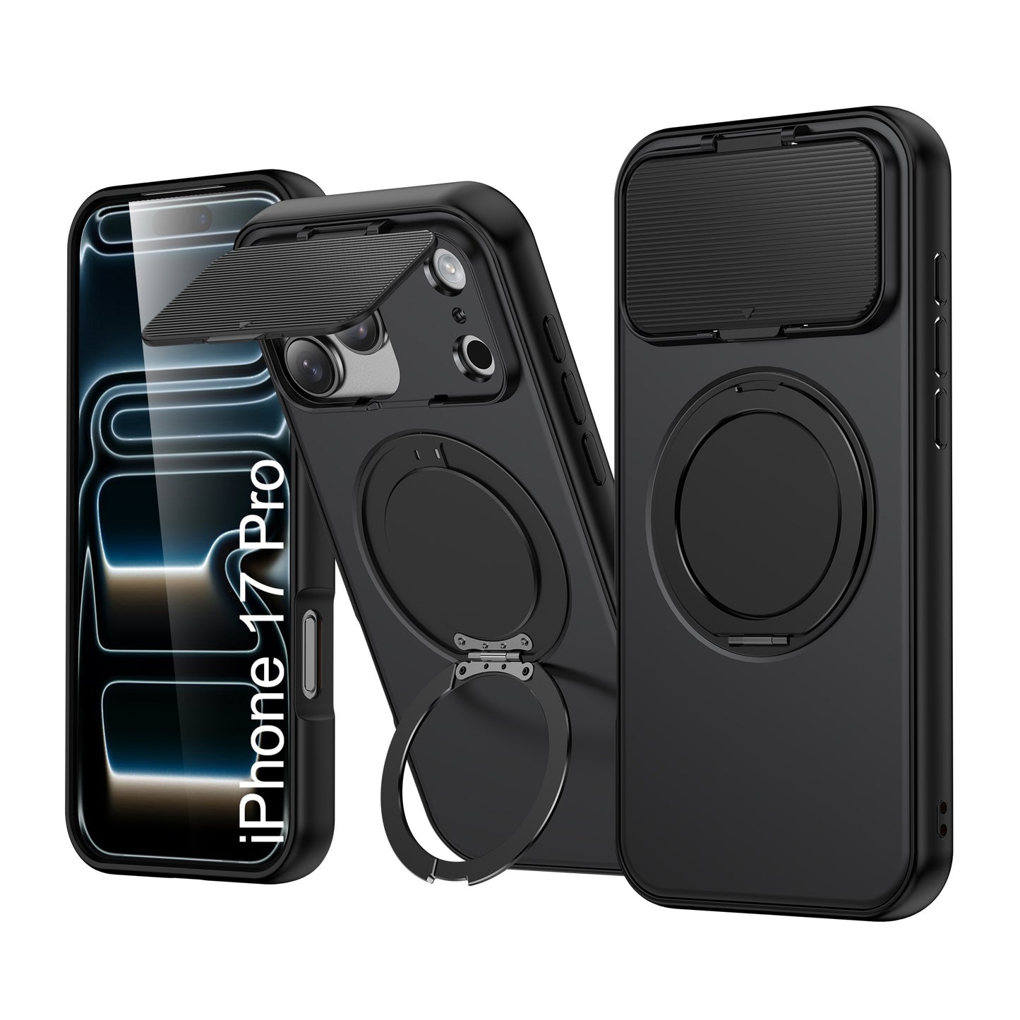 LuxuryKase Tough Armour Magnetic Case | 360° Rotating Ring Stand | Flip Camera Protection Cover | Raised Edges | Drop Protection | MagSafe Compatible For iPhone & Samsung Series