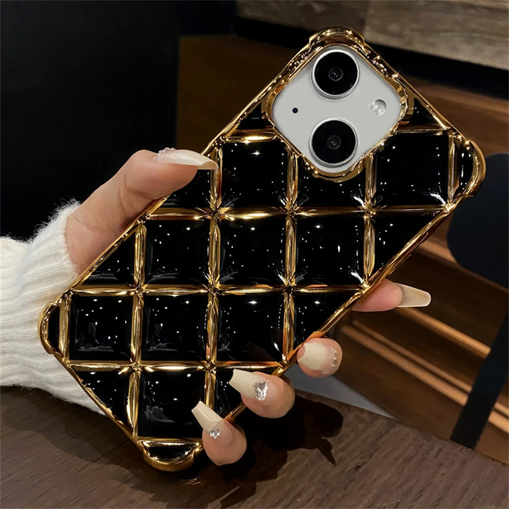LuxuryKase LK152 Plating Diamond Lattice Grid Case For iPhone