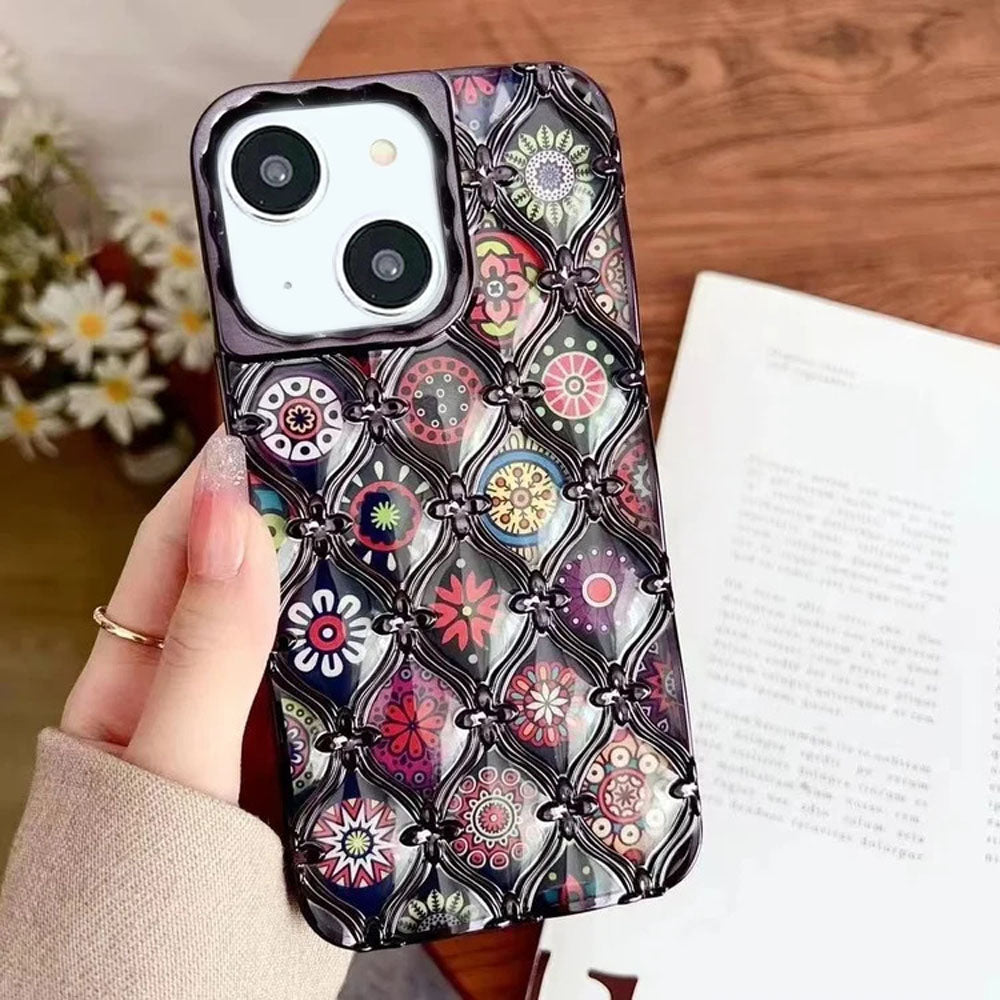 LuxuryKase LK125 Electroplated Shell Star Flower Pattern Case For iPhone