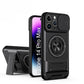 LuxuryKase Magnetic Armour Case | MagSafe Compatible | Sliding Camera Cover | 360° Finger Ring Holder | Built-In Bracket Stand | Hard PC Back & Soft TPU Bumper For iPhone & Samsung Series