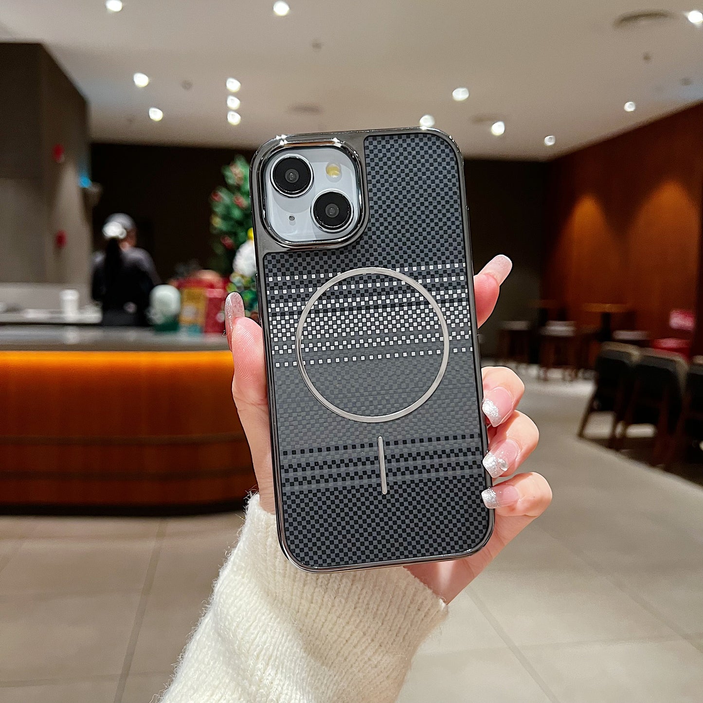 LuxuryKase Carbon Fiber Magnetic Case | Compatible with Mag-Safe | Slim Shockproof Protective Cover | Precise Cutouts & Anti-Scratch | Wireless Charging Support For iPhone & Samsung