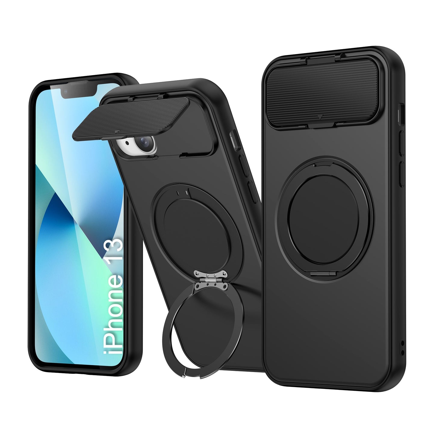 LuxuryKase Tough Armour Magnetic Case | 360° Rotating Ring Stand | Flip Camera Protection Cover | Raised Edges | Drop Protection | MagSafe Compatible For iPhone & Samsung Series