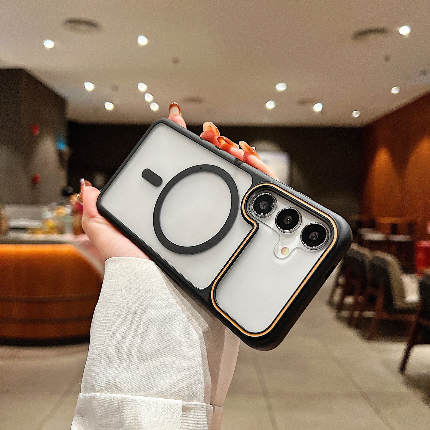 LuxuryKase Frosted Clear Mag-Safe Case | Translucent Matte Back | Soft TPU Bumper + Hard PC Back | Raised Camera Protection | Wireless Charging Compatible For iPhone & Samsung Series