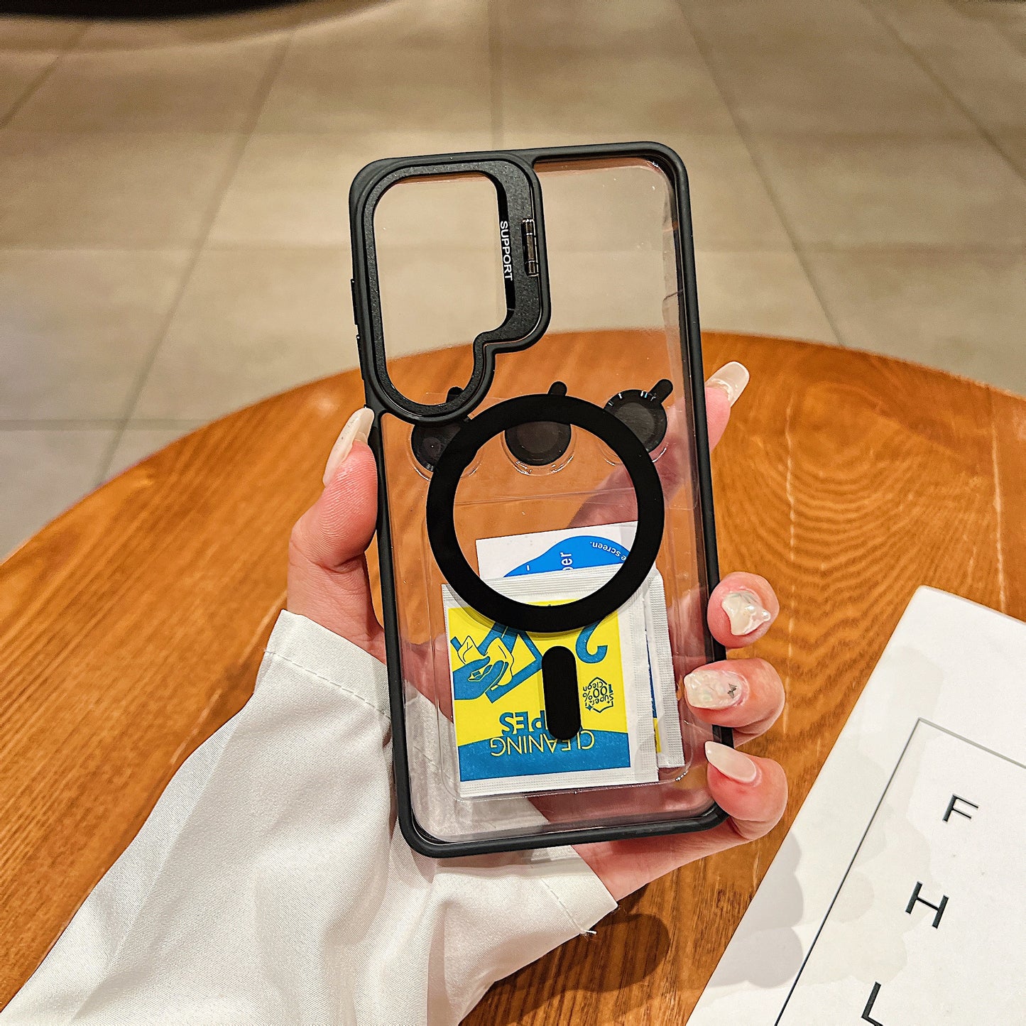 LuxuryKase Mag-Safe Clear Case | Shockproof Transparent Cover with Camera Lens Protection | Metal Ring Stand & Wireless Charging Support For iPhone & Samsung Series