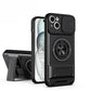 LuxuryKase Magnetic Armour Case | MagSafe Compatible | Sliding Camera Cover | 360° Finger Ring Holder | Built-In Bracket Stand | Hard PC Back & Soft TPU Bumper For iPhone & Samsung Series
