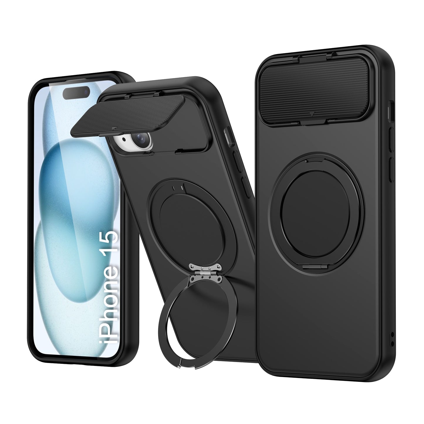 LuxuryKase Tough Armour Magnetic Case | 360° Rotating Ring Stand | Flip Camera Protection Cover | Raised Edges | Drop Protection | MagSafe Compatible For iPhone & Samsung Series