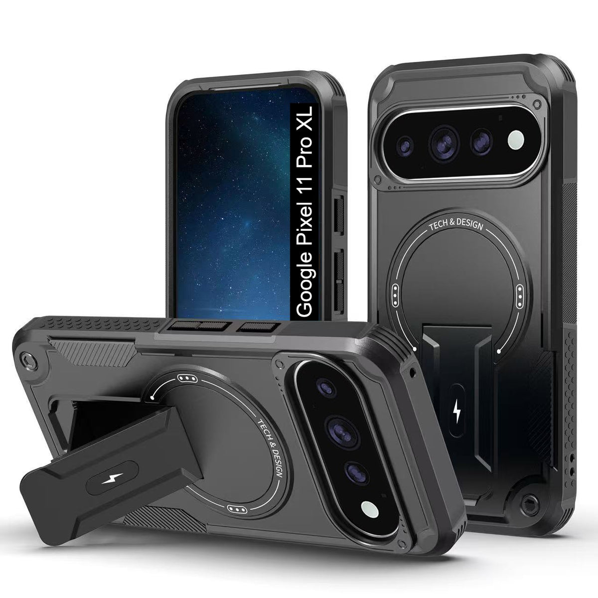 US LITE Back Cover with Portable Kickstand | Mag-Safe Compatible Magnetic Case | Shockproof Military Grade Protection | Rugged Armor Design Phone Cover For iPhone & Samsung