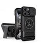 LuxuryKase Magnetic Armour Case | MagSafe Compatible | Sliding Camera Cover | 360° Finger Ring Holder | Built-In Bracket Stand | Hard PC Back & Soft TPU Bumper For iPhone & Samsung Series
