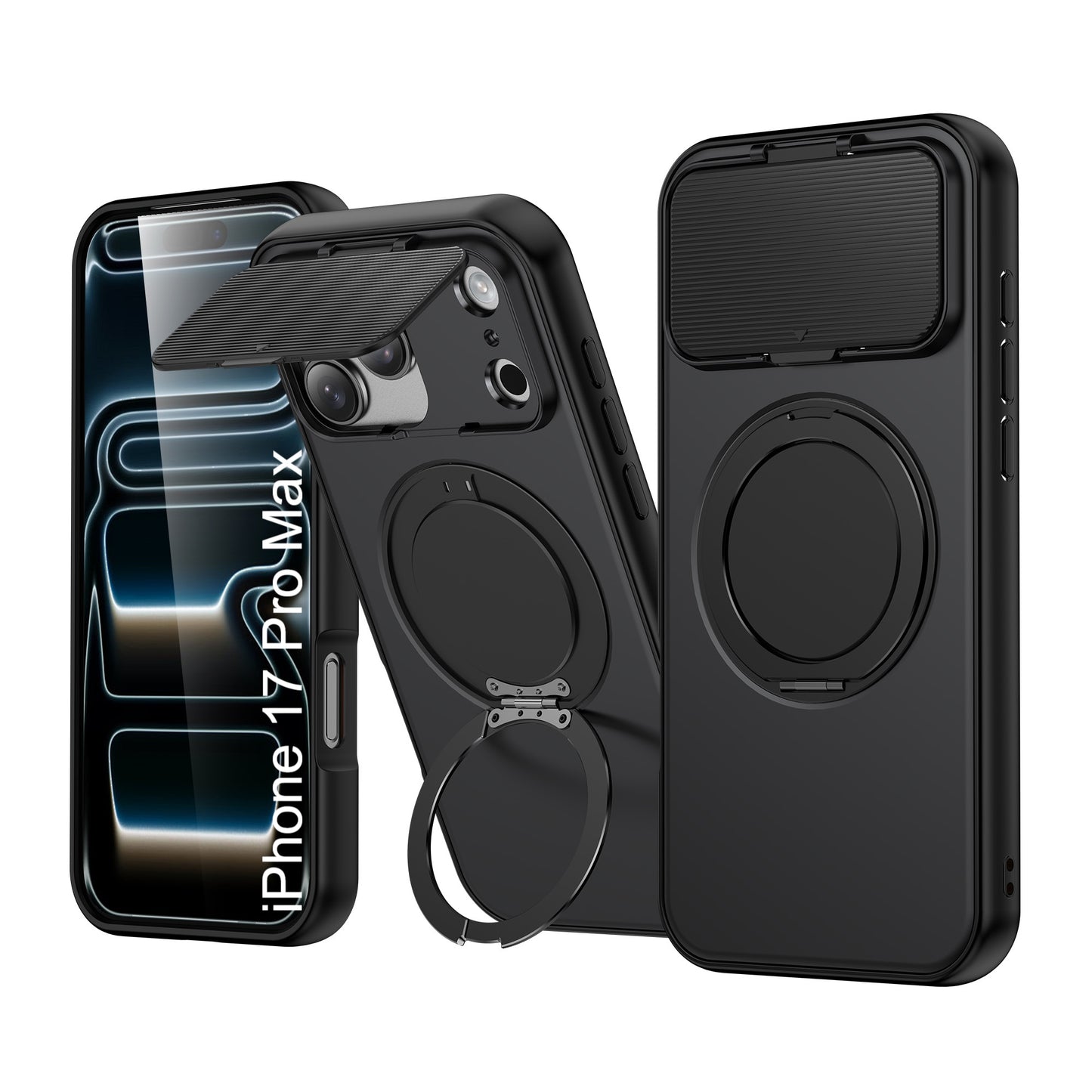 LuxuryKase Tough Armour Magnetic Case | 360° Rotating Ring Stand | Flip Camera Protection Cover | Raised Edges | Drop Protection | MagSafe Compatible For iPhone & Samsung Series
