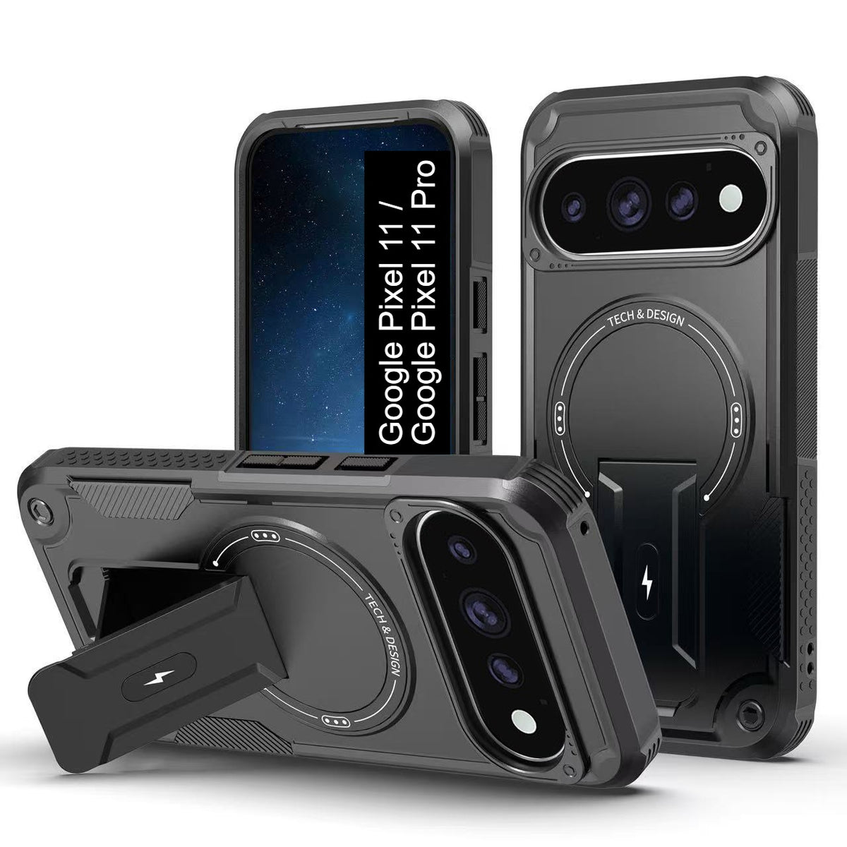 US LITE Back Cover with Portable Kickstand | Mag-Safe Compatible Magnetic Case | Shockproof Military Grade Protection | Rugged Armor Design Phone Cover For iPhone & Samsung