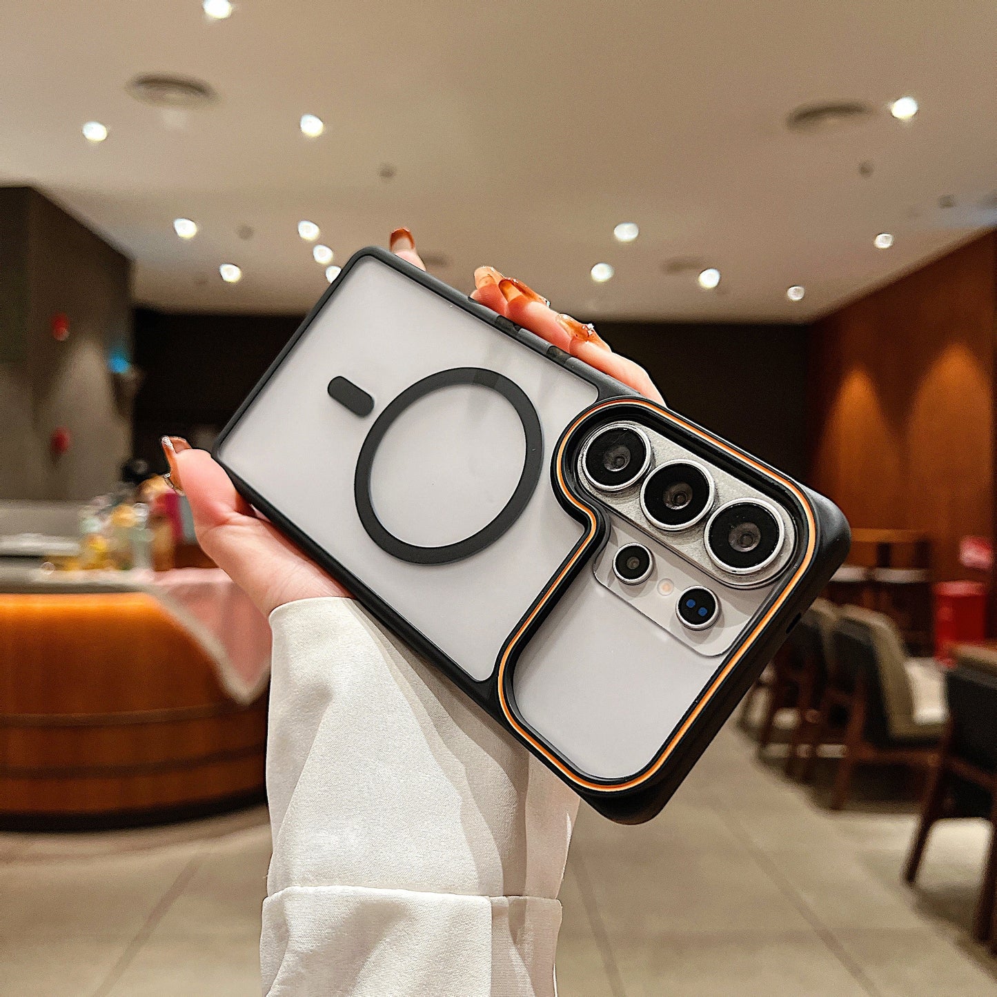 LuxuryKase Frosted Clear Mag-Safe Case | Translucent Matte Back | Soft TPU Bumper + Hard PC Back | Raised Camera Protection | Wireless Charging Compatible For iPhone & Samsung Series