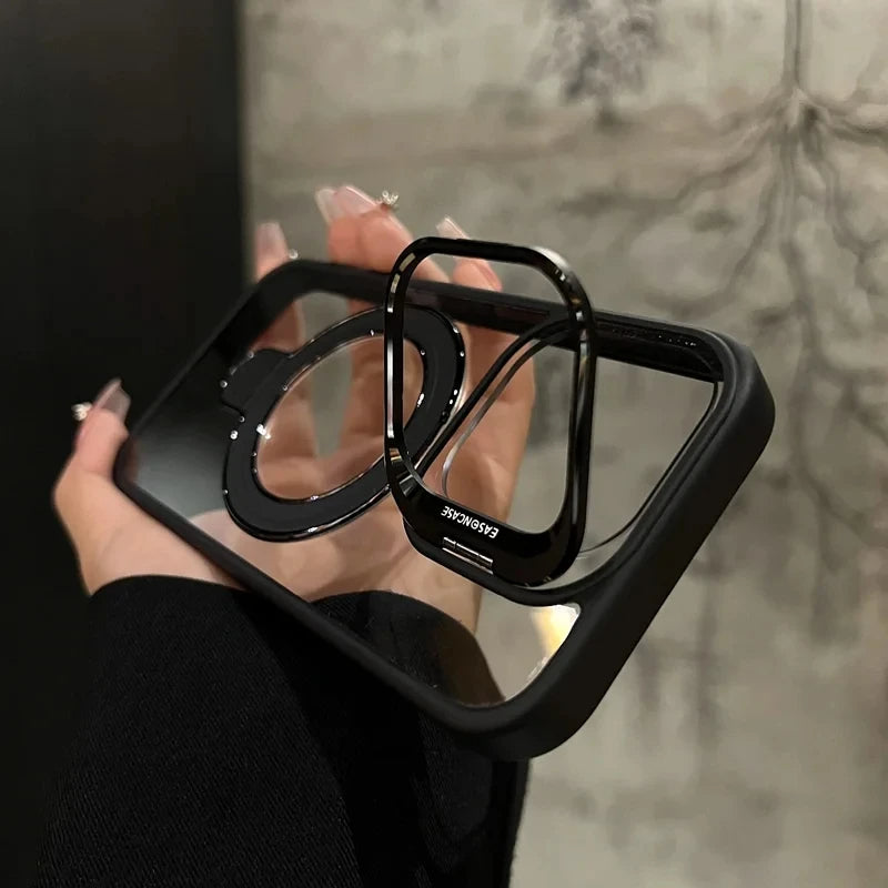 LuxuryKase LK176 Metal Camera Ring Kickstand Stand Transparent Mag-Safe Case Cover For iPhone