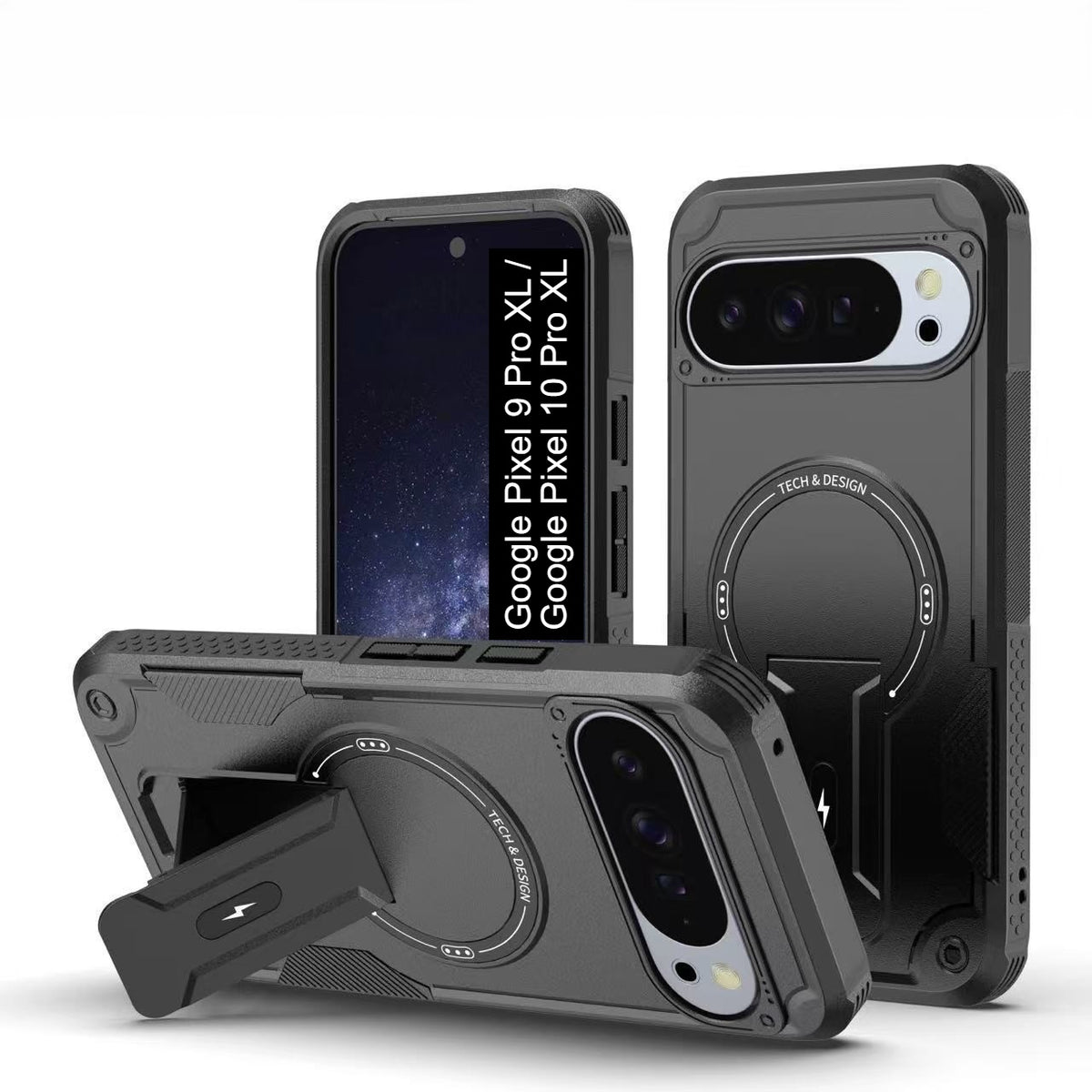 US LITE Back Cover with Portable Kickstand | Mag-Safe Compatible Magnetic Case | Shockproof Military Grade Protection | Rugged Armor Design Phone Cover For iPhone & Samsung