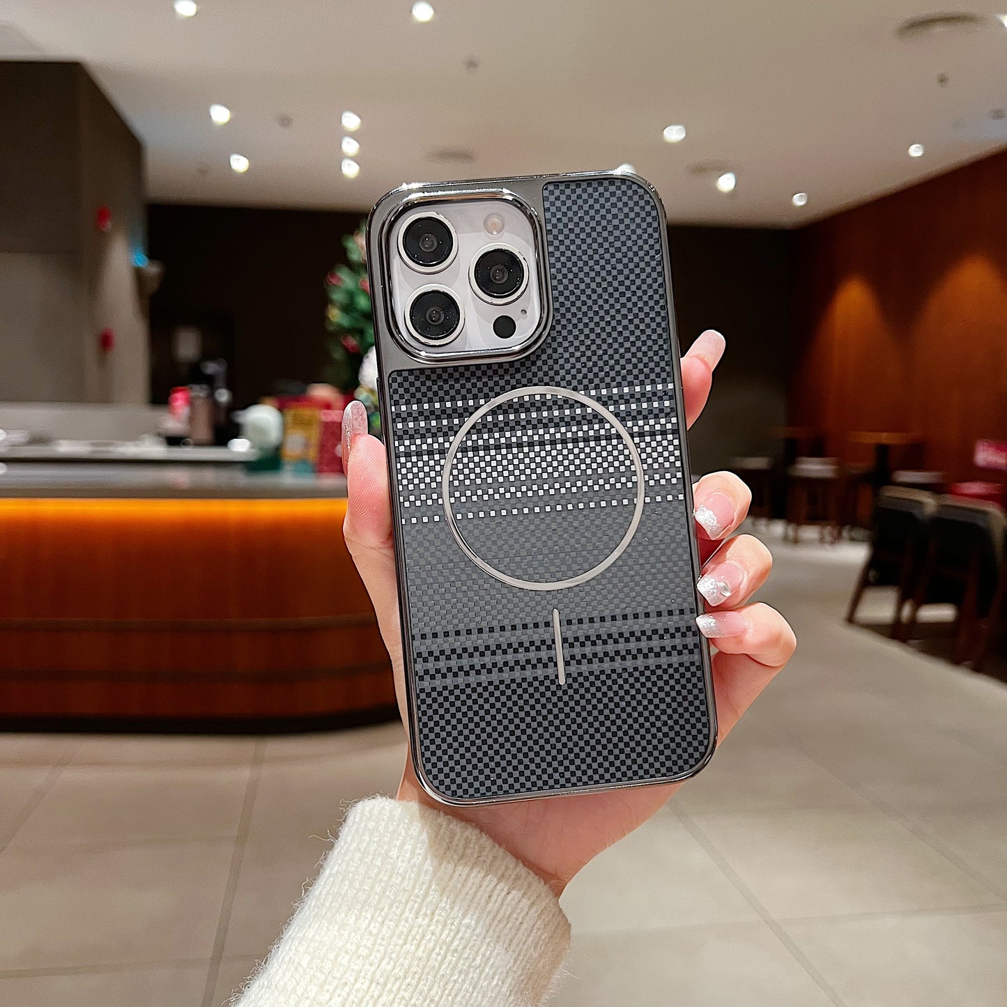 LuxuryKase Carbon Fiber Magnetic Case | Compatible with Mag-Safe | Slim Shockproof Protective Cover | Precise Cutouts & Anti-Scratch | Wireless Charging Support For iPhone & Samsung