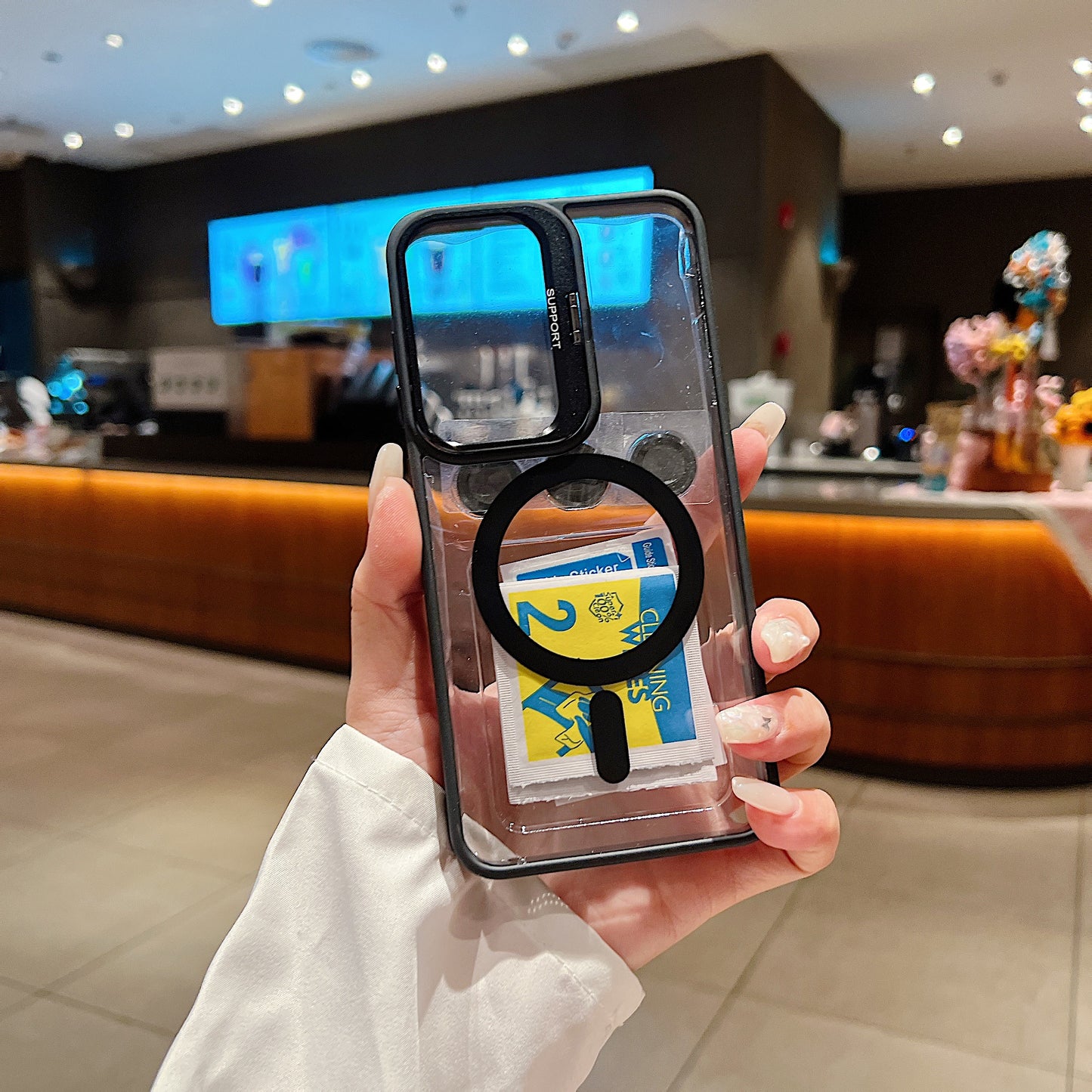 LuxuryKase Mag-Safe Clear Case | Shockproof Transparent Cover with Camera Lens Protection | Metal Ring Stand & Wireless Charging Support For iPhone & Samsung Series