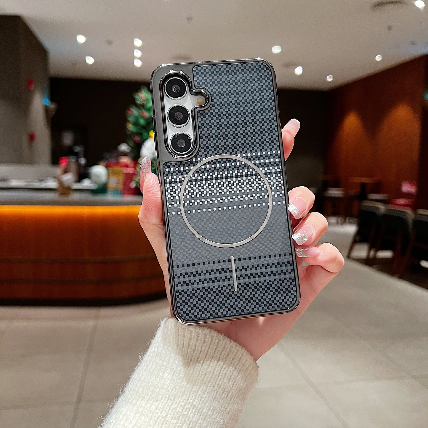 LuxuryKase Carbon Fiber Magnetic Case | Compatible with Mag-Safe | Slim Shockproof Protective Cover | Precise Cutouts & Anti-Scratch | Wireless Charging Support For iPhone & Samsung