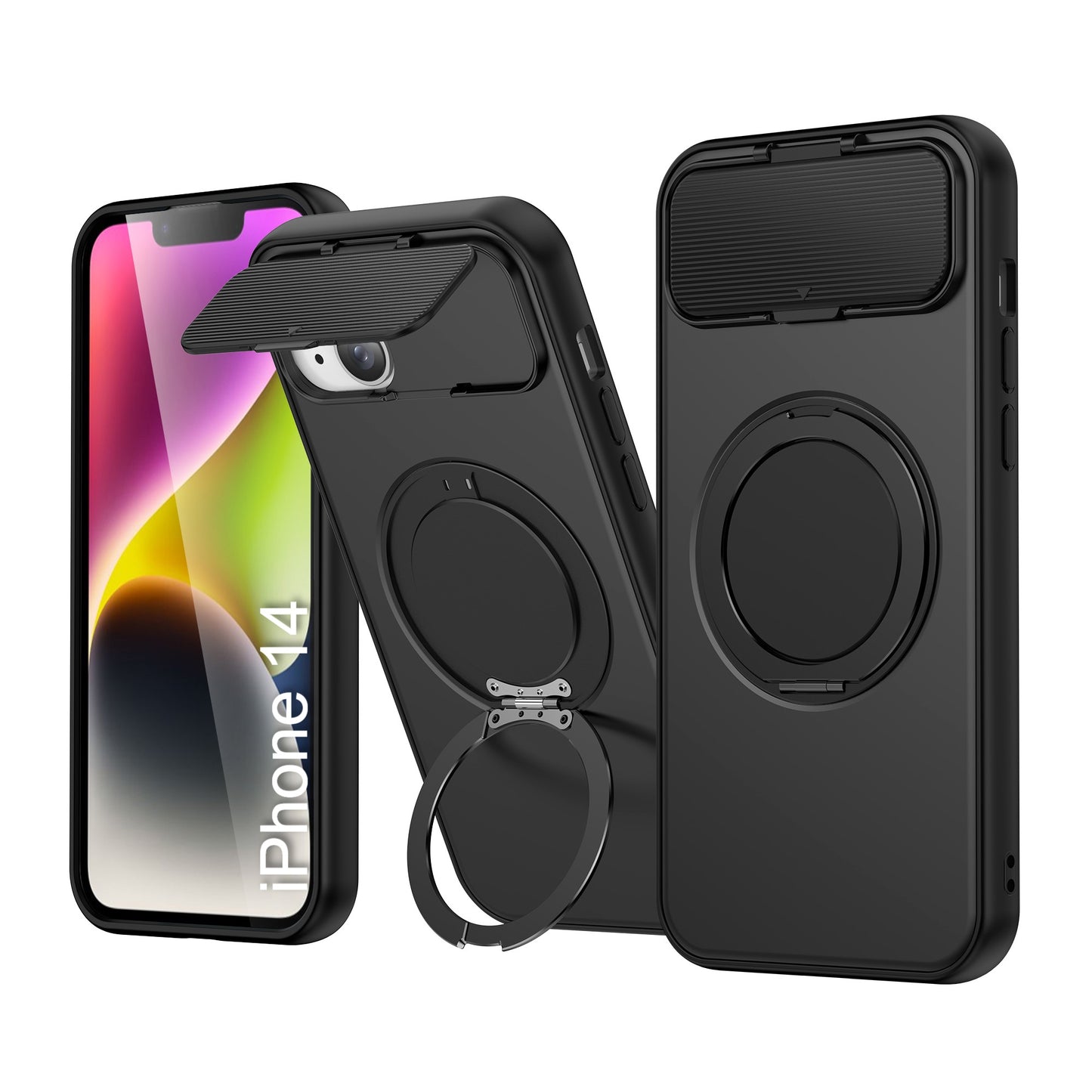 LuxuryKase Tough Armour Magnetic Case | 360° Rotating Ring Stand | Flip Camera Protection Cover | Raised Edges | Drop Protection | MagSafe Compatible For iPhone & Samsung Series