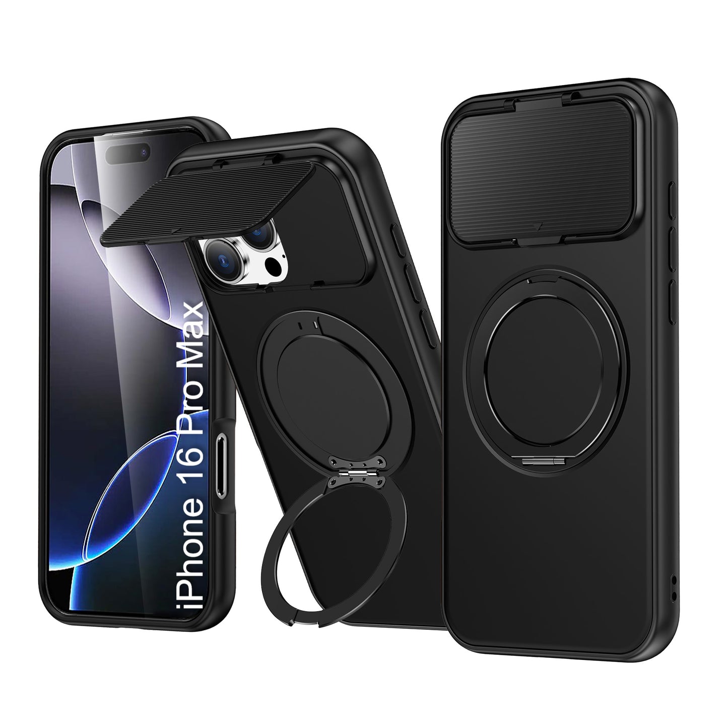 LuxuryKase Tough Armour Magnetic Case | 360° Rotating Ring Stand | Flip Camera Protection Cover | Raised Edges | Drop Protection | MagSafe Compatible For iPhone & Samsung Series