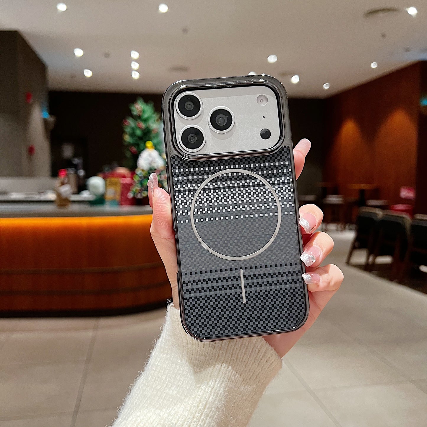 LuxuryKase Carbon Fiber Magnetic Case | Compatible with Mag-Safe | Slim Shockproof Protective Cover | Precise Cutouts & Anti-Scratch | Wireless Charging Support For iPhone & Samsung