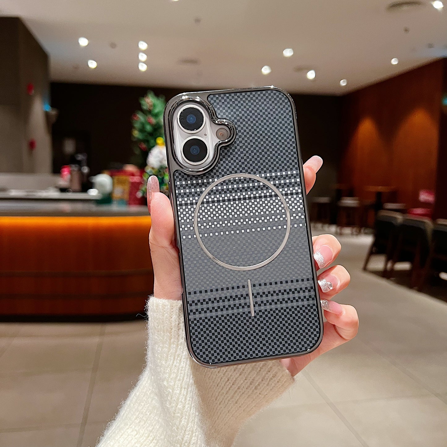 LuxuryKase Carbon Fiber Magnetic Case | Compatible with Mag-Safe | Slim Shockproof Protective Cover | Precise Cutouts & Anti-Scratch | Wireless Charging Support For iPhone & Samsung