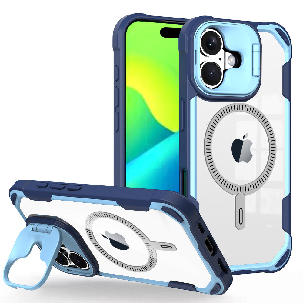 LuxuryKase LK164 Invisible Stand Transparent Magnetic Mag-Safe Wireless Charger Case Cover For iPhone