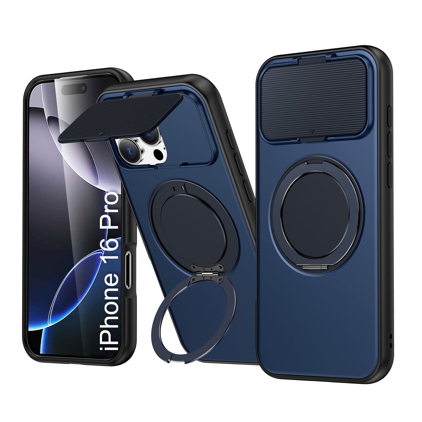 LuxuryKase Tough Armour Magnetic Case | 360° Rotating Ring Stand | Flip Camera Protection Cover | Raised Edges | Drop Protection | MagSafe Compatible For iPhone & Samsung Series