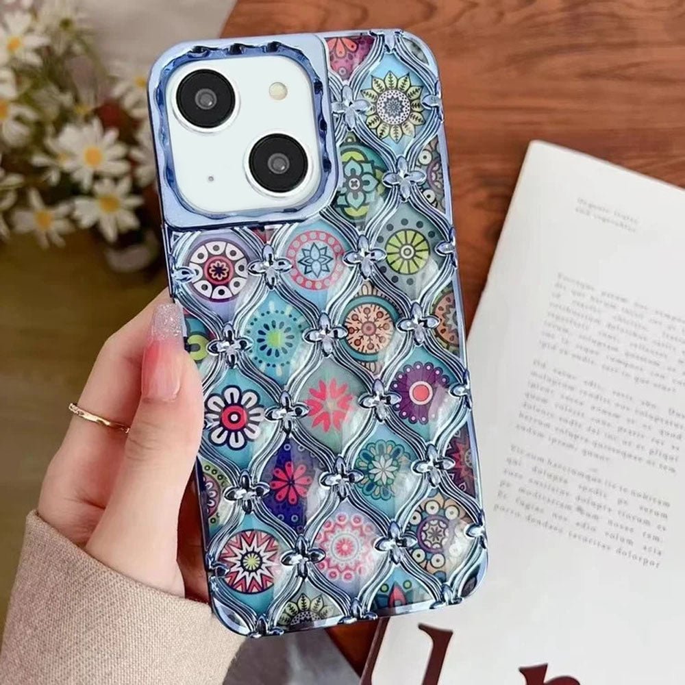 LuxuryKase LK125 Electroplated Shell Star Flower Pattern Case For iPhone