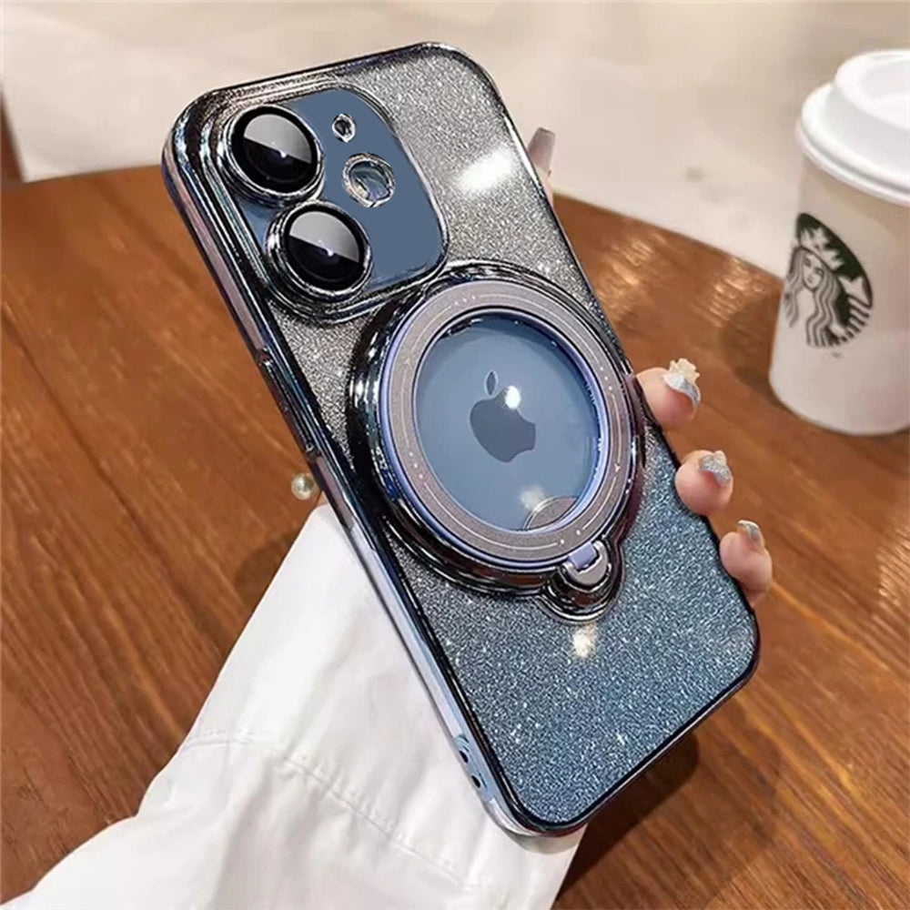 LuxuryKase LK150 Glitter Magnetic Bracket Stand Mag-Safe Wireless Chargeing Case - For iPhone