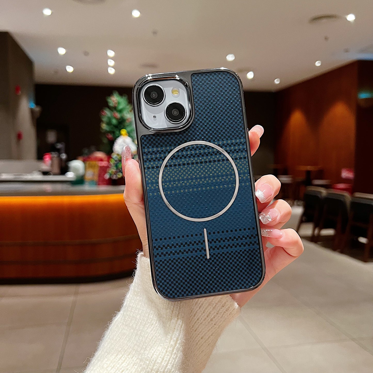 LuxuryKase Carbon Fiber Magnetic Case | Compatible with Mag-Safe | Slim Shockproof Protective Cover | Precise Cutouts & Anti-Scratch | Wireless Charging Support For iPhone & Samsung