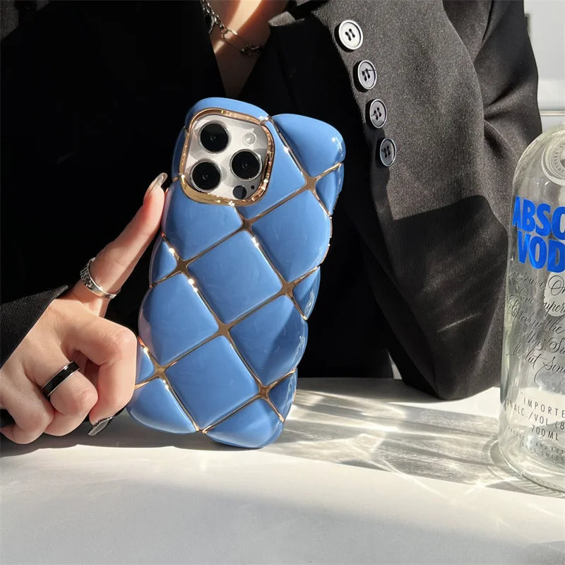 LuxuryKase LK153 Plated Rombus Soft Fundas Case For iPhone