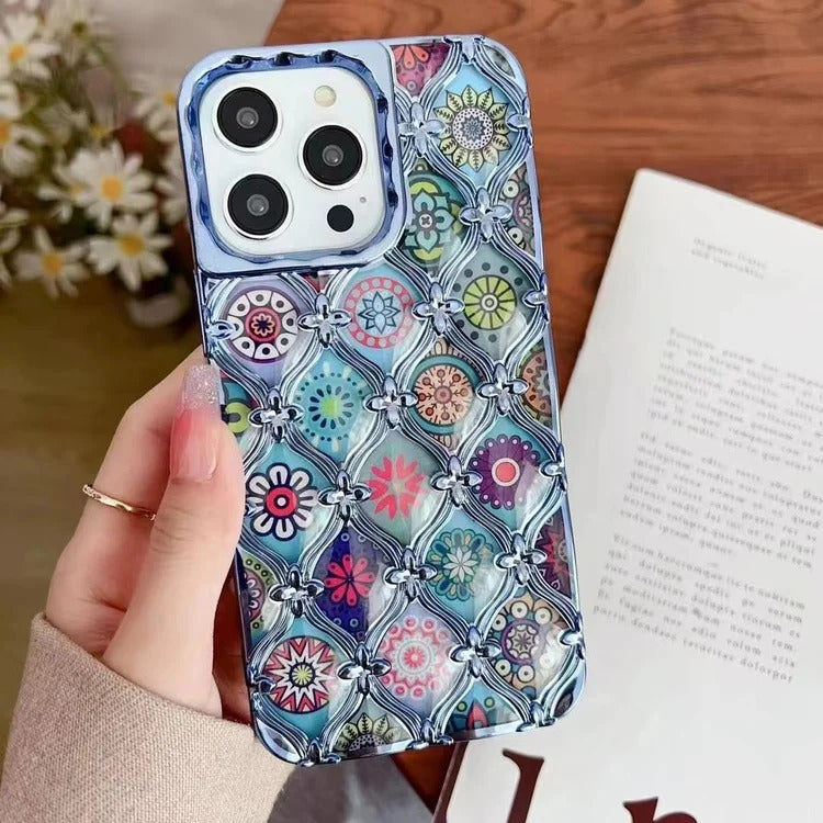 LuxuryKase LK125 Electroplated Shell Star Flower Pattern Case For iPhone