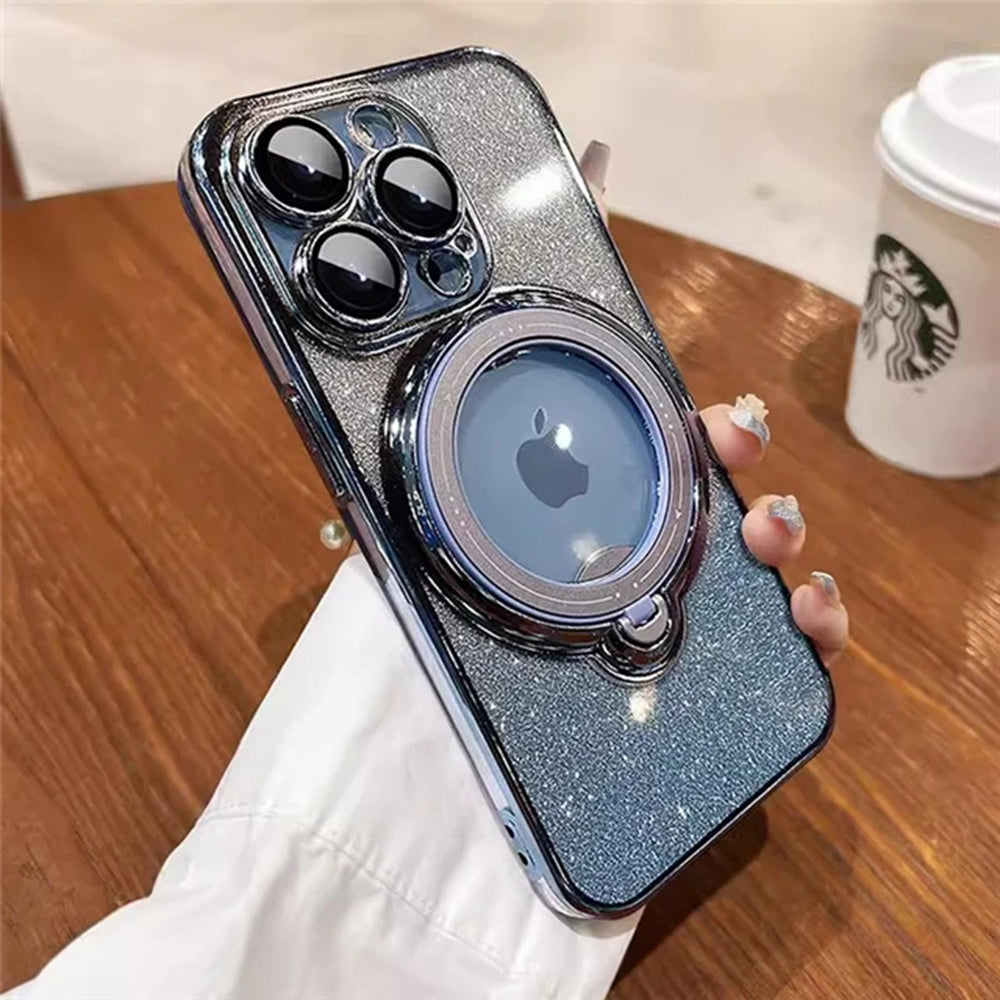 LuxuryKase LK150 Glitter Magnetic Bracket Stand Mag-Safe Wireless Chargeing Case - For iPhone