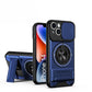 LuxuryKase Magnetic Armour Case | MagSafe Compatible | Sliding Camera Cover | 360° Finger Ring Holder | Built-In Bracket Stand | Hard PC Back & Soft TPU Bumper For iPhone & Samsung Series