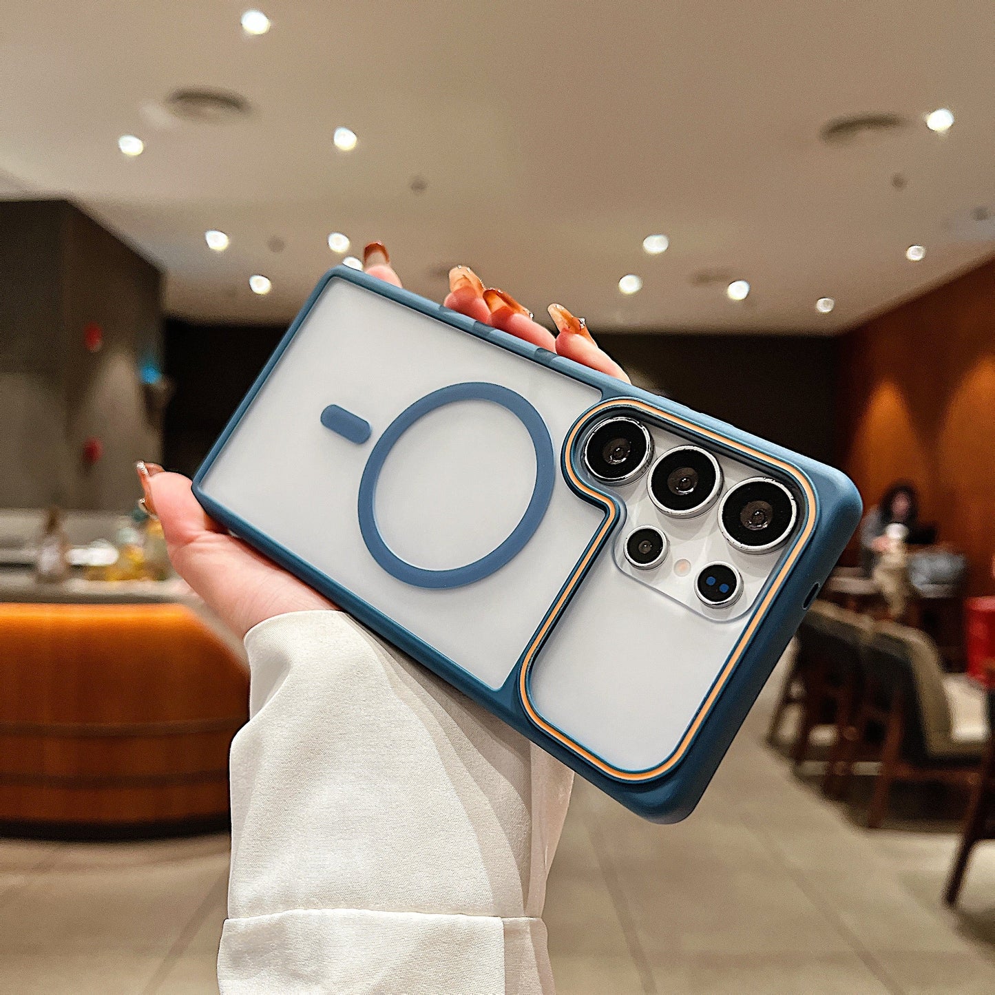 LuxuryKase Frosted Clear Mag-Safe Case | Translucent Matte Back | Soft TPU Bumper + Hard PC Back | Raised Camera Protection | Wireless Charging Compatible For iPhone & Samsung Series