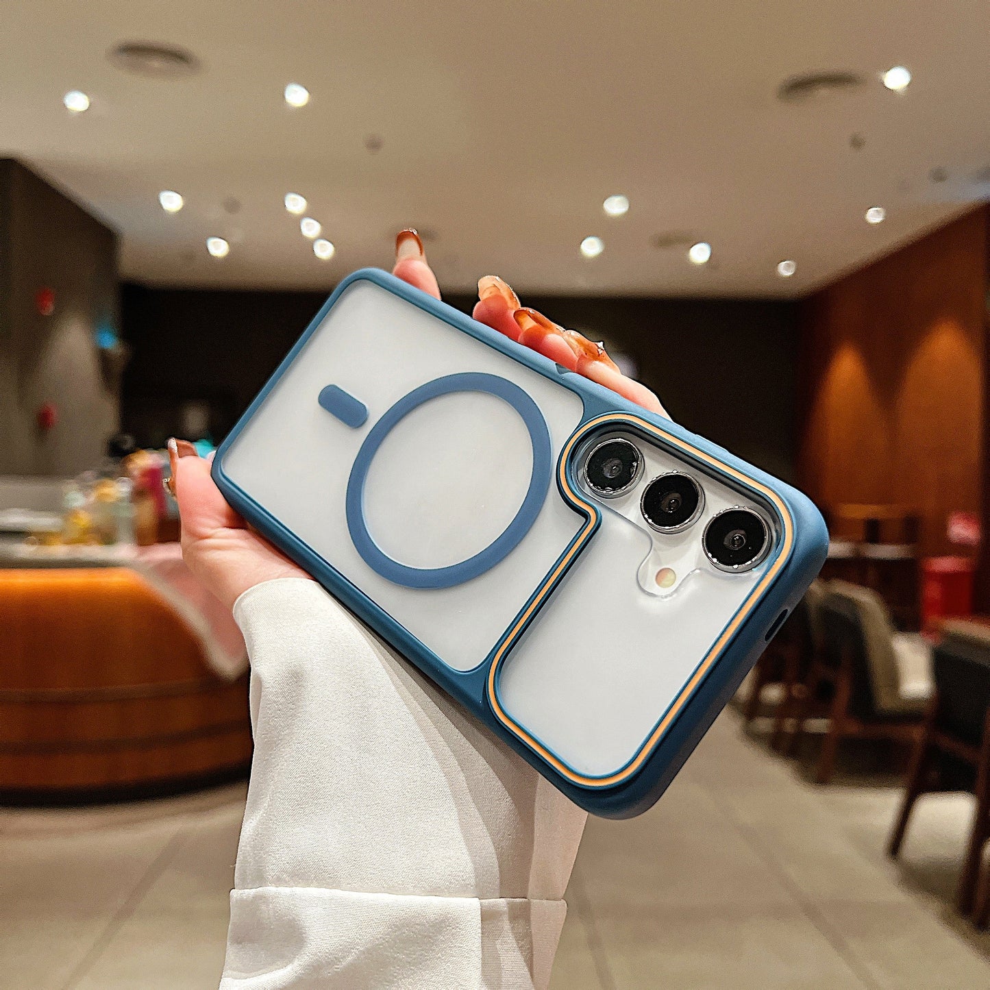 LuxuryKase Frosted Clear Mag-Safe Case | Translucent Matte Back | Soft TPU Bumper + Hard PC Back | Raised Camera Protection | Wireless Charging Compatible For iPhone & Samsung Series