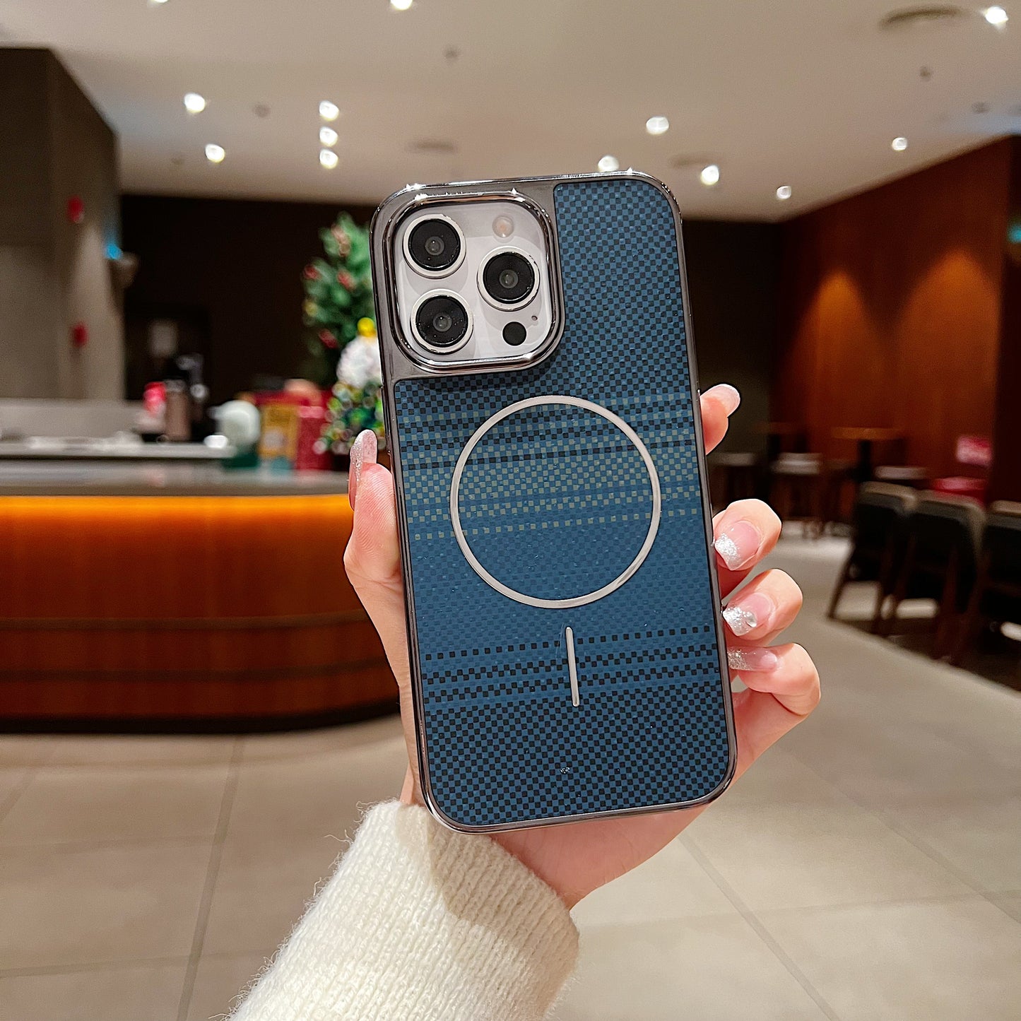 LuxuryKase Carbon Fiber Magnetic Case | Compatible with Mag-Safe | Slim Shockproof Protective Cover | Precise Cutouts & Anti-Scratch | Wireless Charging Support For iPhone & Samsung