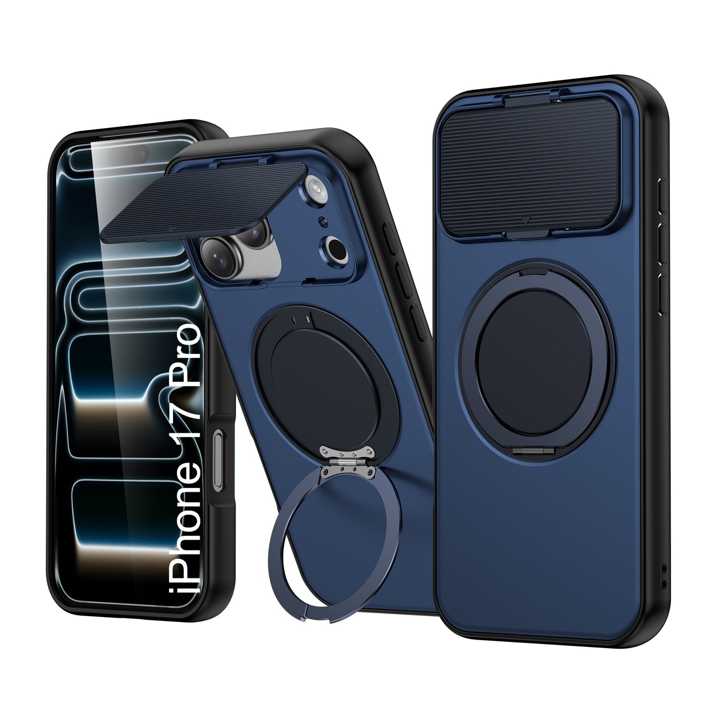 LuxuryKase Tough Armour Magnetic Case | 360° Rotating Ring Stand | Flip Camera Protection Cover | Raised Edges | Drop Protection | MagSafe Compatible For iPhone & Samsung Series