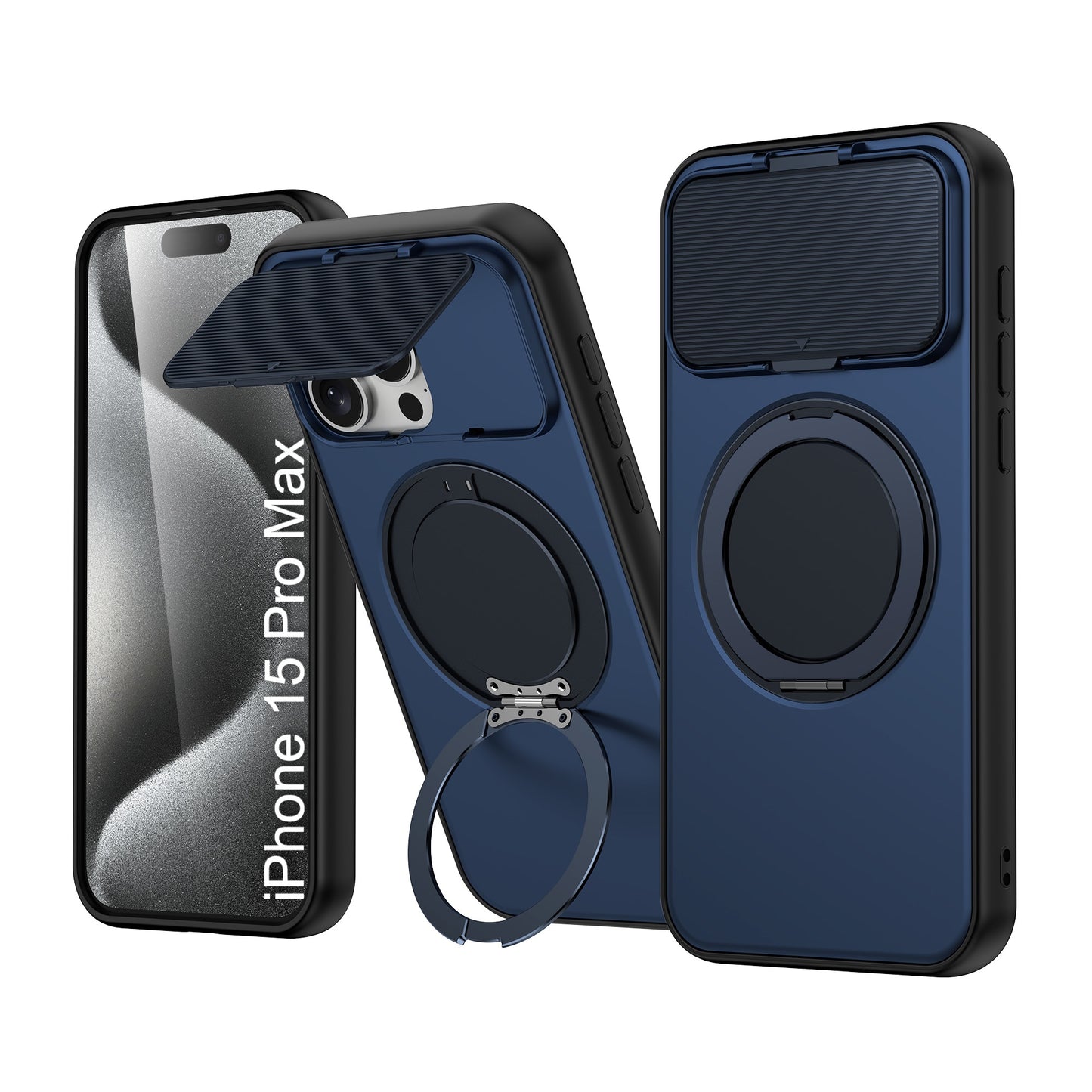 LuxuryKase Tough Armour Magnetic Case | 360° Rotating Ring Stand | Flip Camera Protection Cover | Raised Edges | Drop Protection | MagSafe Compatible For iPhone & Samsung Series