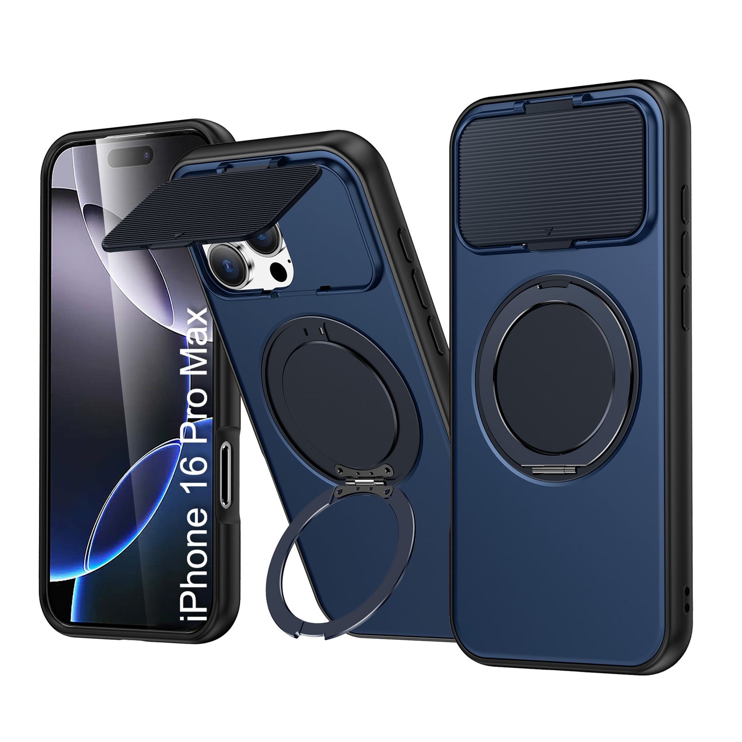 LuxuryKase Tough Armour Magnetic Case | 360° Rotating Ring Stand | Flip Camera Protection Cover | Raised Edges | Drop Protection | MagSafe Compatible For iPhone & Samsung Series