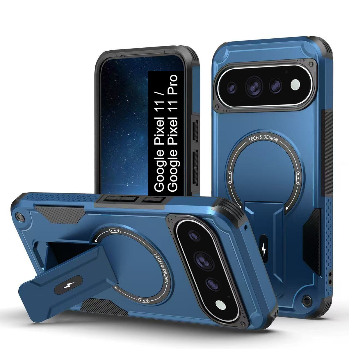 US LITE Back Cover with Portable Kickstand | Mag-Safe Compatible Magnetic Case | Shockproof Military Grade Protection | Rugged Armor Design Phone Cover For iPhone & Samsung