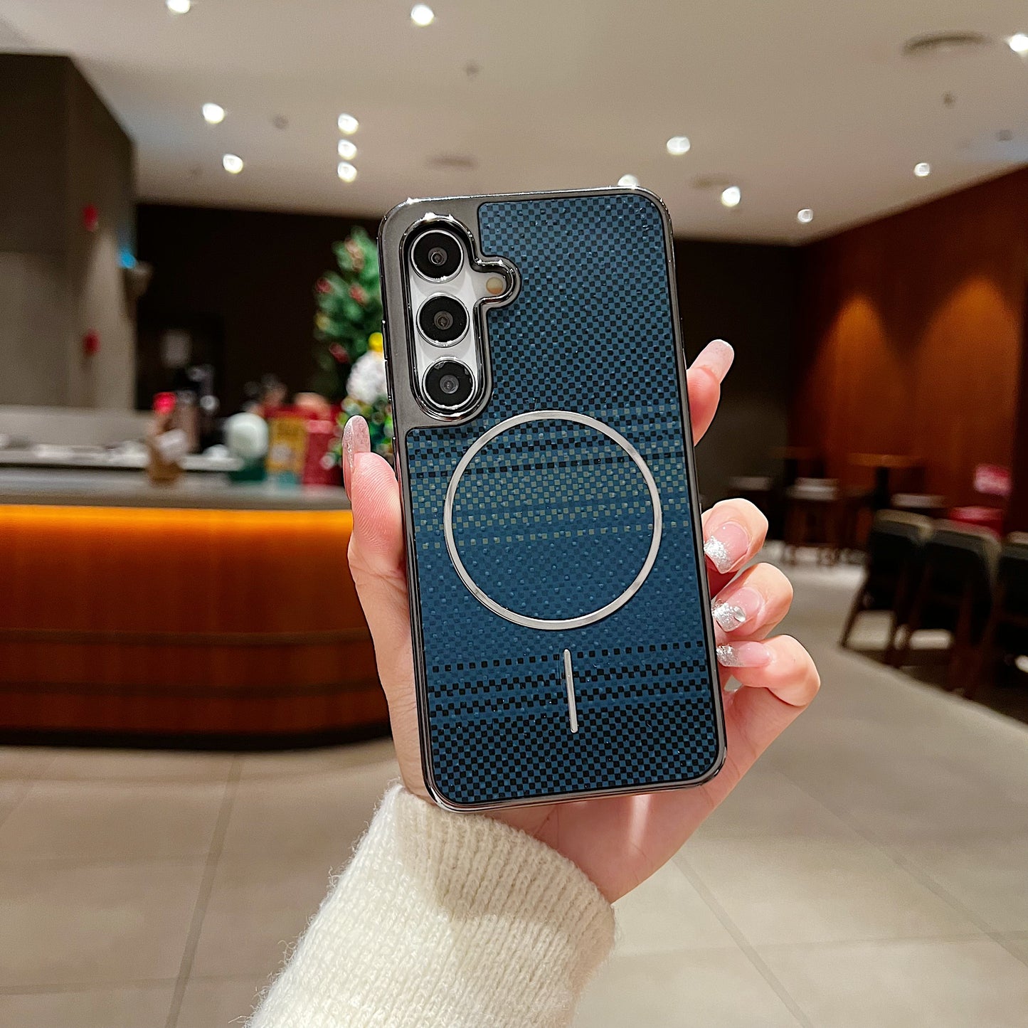 LuxuryKase Carbon Fiber Magnetic Case | Compatible with Mag-Safe | Slim Shockproof Protective Cover | Precise Cutouts & Anti-Scratch | Wireless Charging Support For iPhone & Samsung