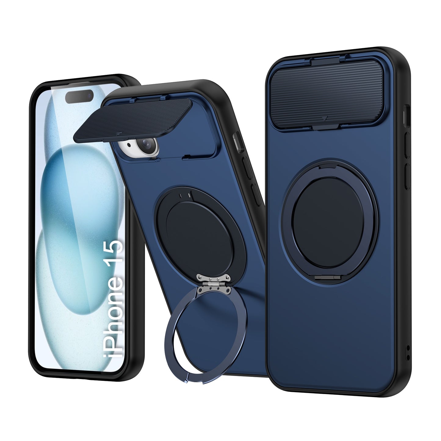 LuxuryKase Tough Armour Magnetic Case | 360° Rotating Ring Stand | Flip Camera Protection Cover | Raised Edges | Drop Protection | MagSafe Compatible For iPhone & Samsung Series