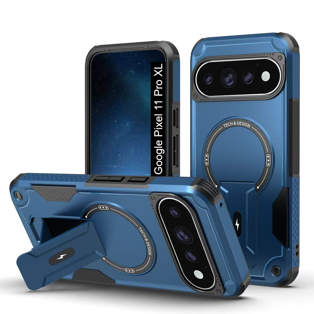 US LITE Back Cover with Portable Kickstand | Mag-Safe Compatible Magnetic Case | Shockproof Military Grade Protection | Rugged Armor Design Phone Cover For iPhone & Samsung