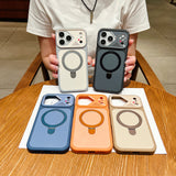 LuxuryKase Magnetic Shockproof Case | Foldable 90° Metal Ring Kickstand | Matte Finish | Futuristic Camera Shield Design | Slim Profile & Mag-Safe Compatible For iPhone & Samsung Series