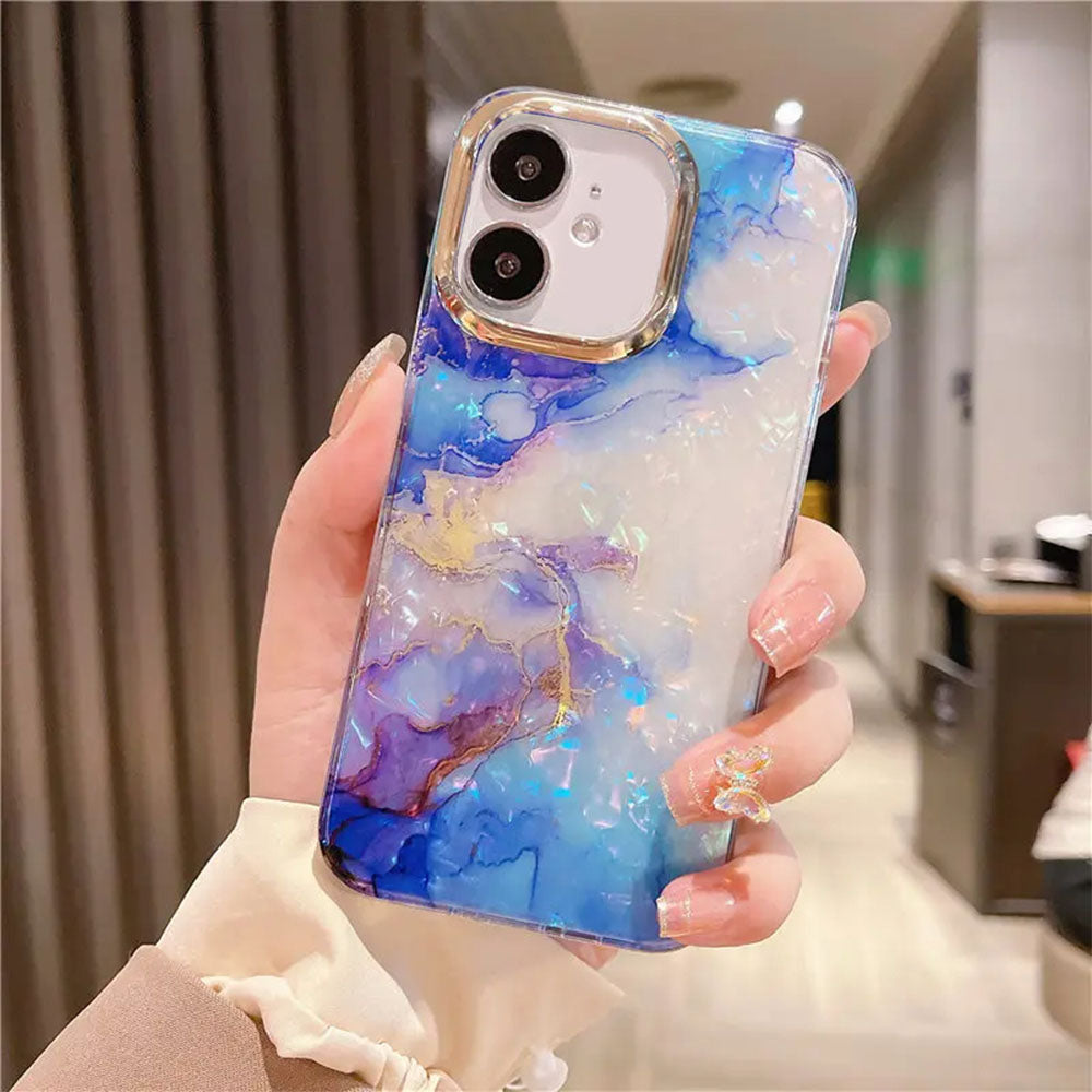 LuxuryKase LK132 Glitter Dream Shell Crack Marble Case For iPhone