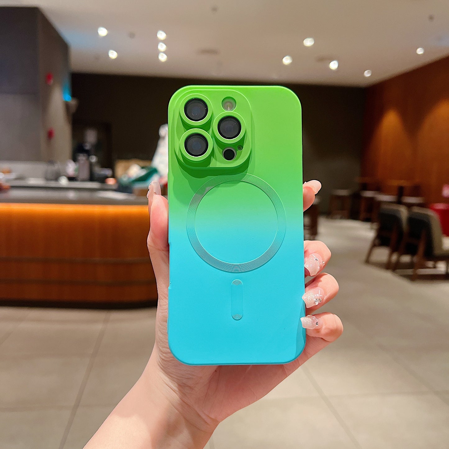 LuxuryKase Gradient Mag-Safe Case | Soft Silicone Shockproof Cover with Camera Protection | Slim Lightweight Design | Smooth Touch & Durable For iPhone