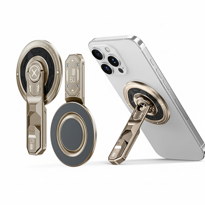 US LITE Magnetic Phone Stand with 360° Rotation | Foldable Ring Grip Kickstand | Adjustable Viewing Angle | Stress Relief Switch | Durable Metal Holder for All SmartPhones
