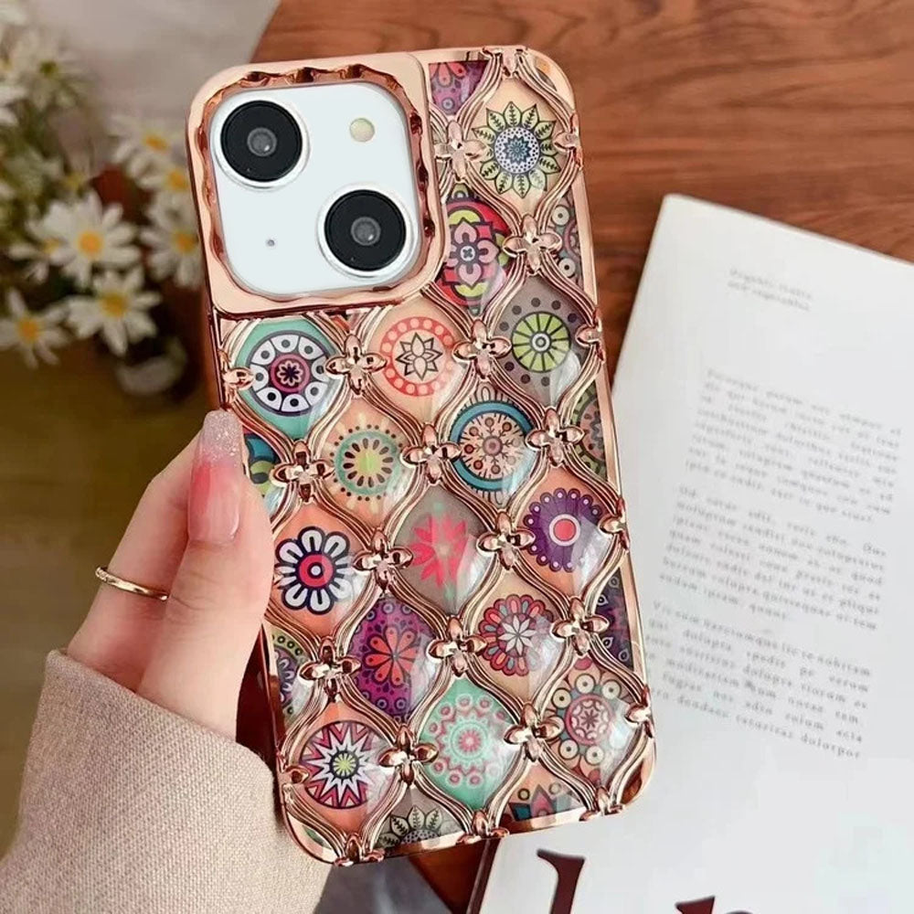 LuxuryKase LK125 Electroplated Shell Star Flower Pattern Case For iPhone