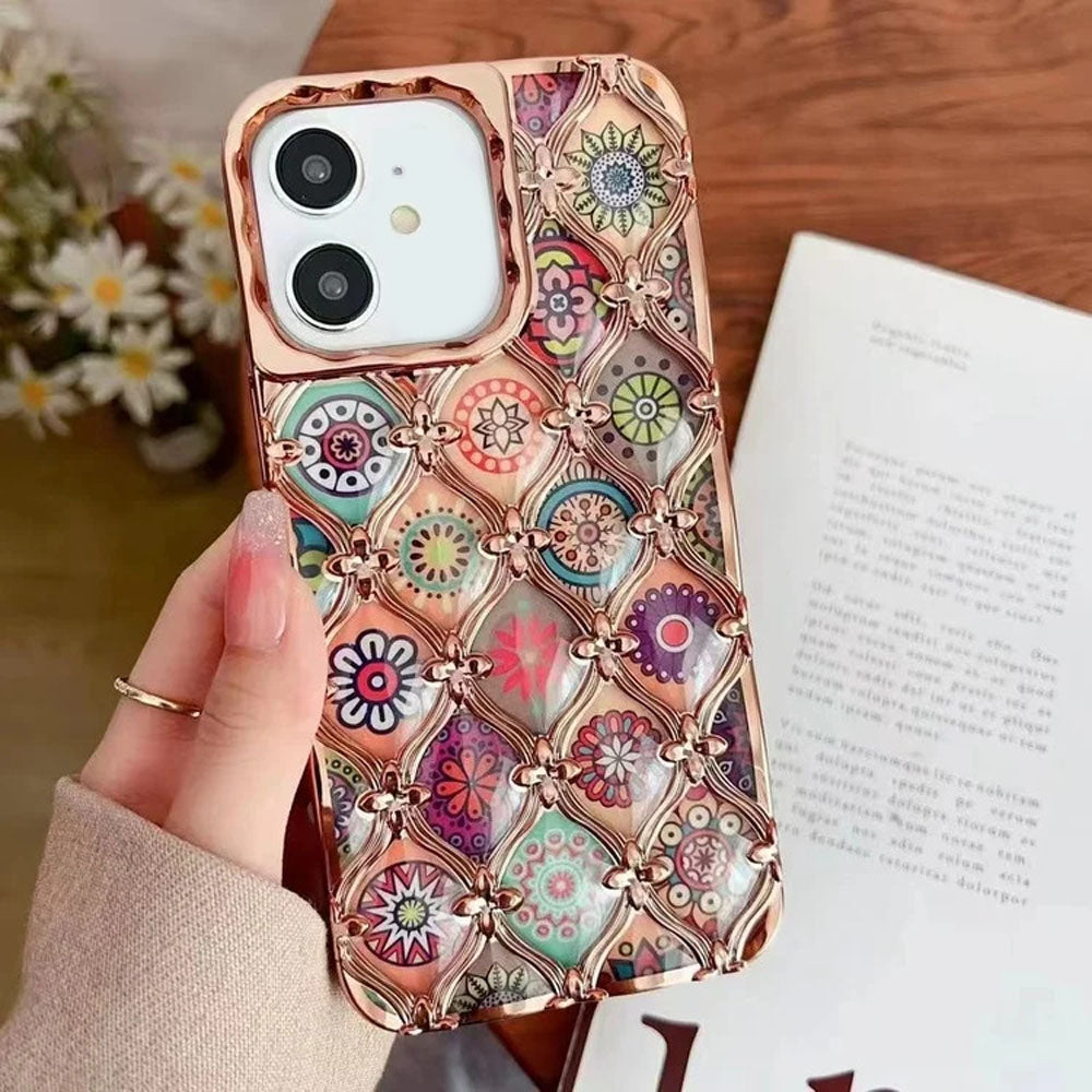 LuxuryKase LK125 Electroplated Shell Star Flower Pattern Case For iPhone